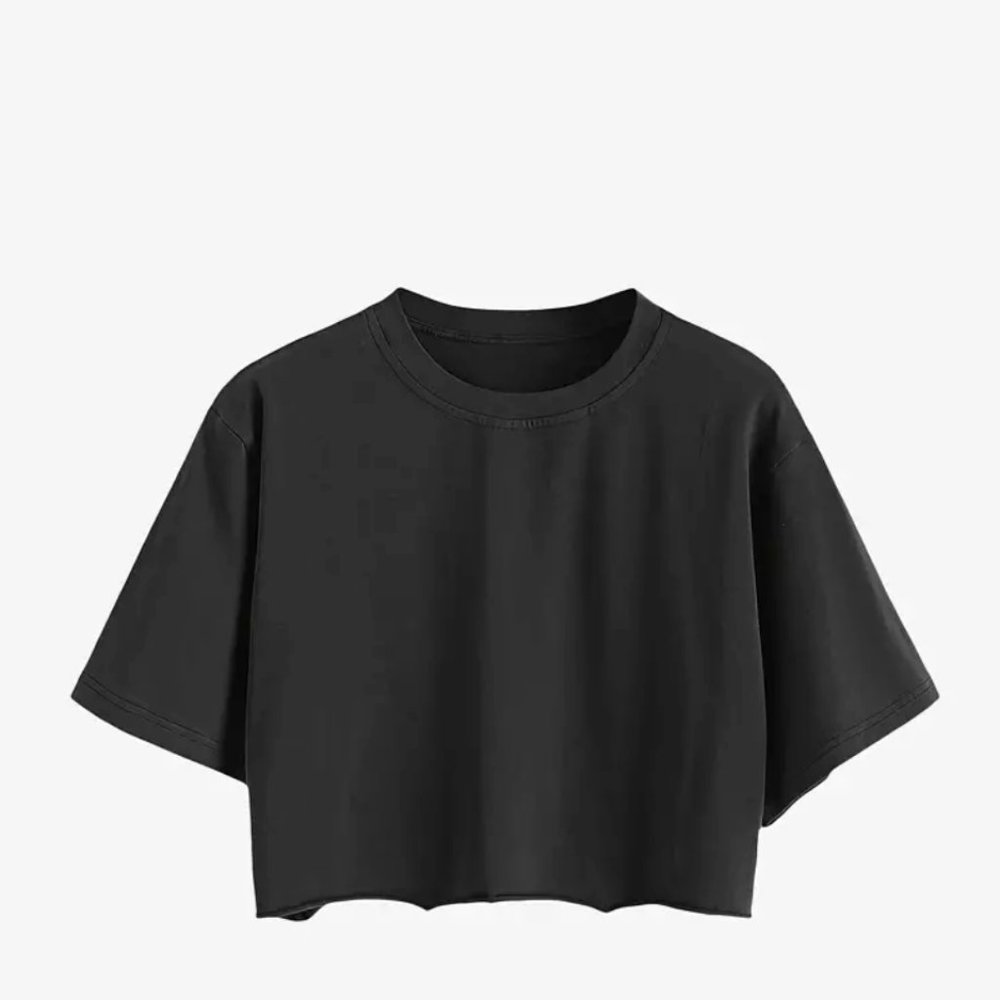 NWT solid black crop